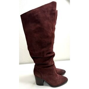 Steve Madden Women's Savas Burgandy Tall Suede Slouch Boots Size 7.5